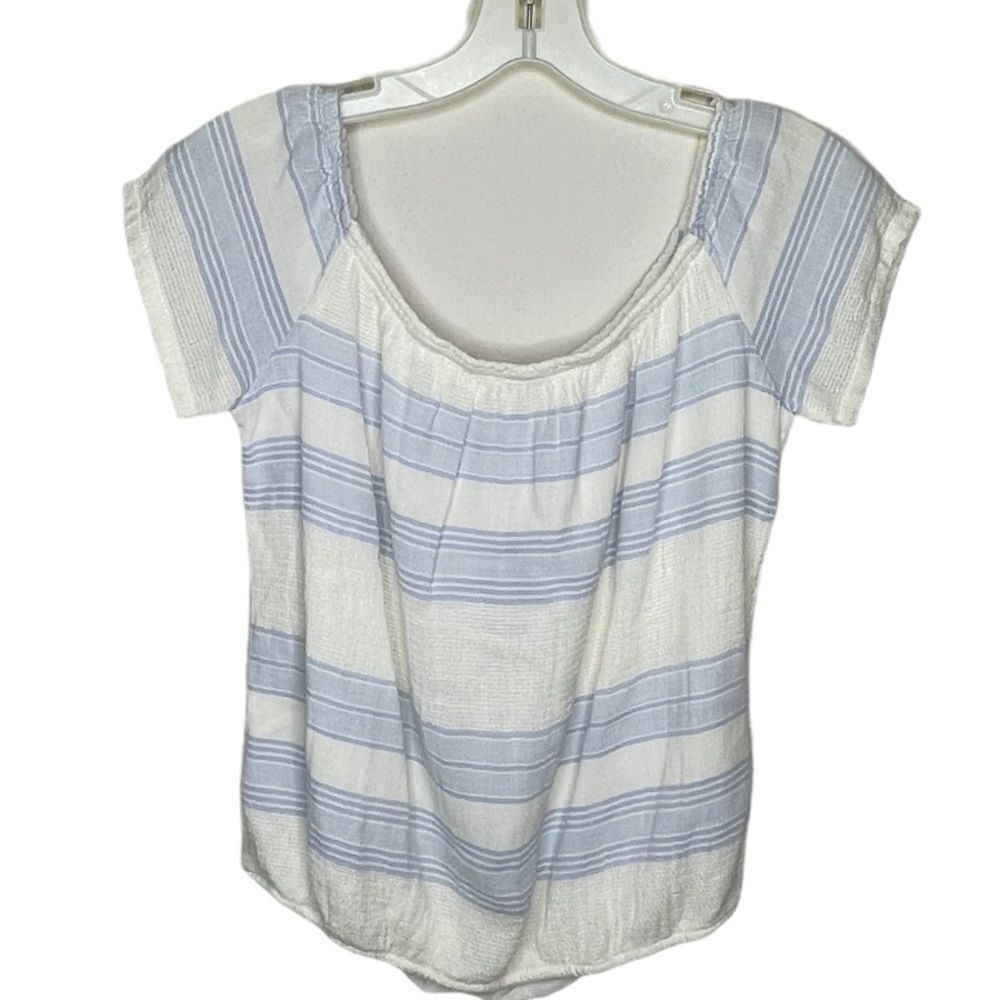 Monrow Top White Blue NWT